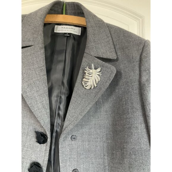 vintage MONET Silvertone FEATHER leaf spruce needle PIN‎ BROOCH Signed - Picture 6 of 6